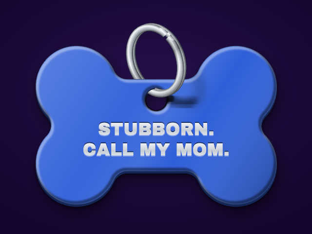 Royal blue bone tag